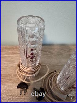 Vintage Art Deco Bullet Torpedo Skyscraper Glass Boudoir Table Lamps