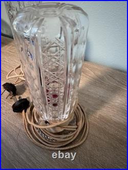 Vintage Art Deco Bullet Torpedo Skyscraper Glass Boudoir Table Lamps