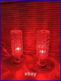 Vintage Art Deco Bullet Torpedo Skyscraper Glass Boudoir Table Lamps