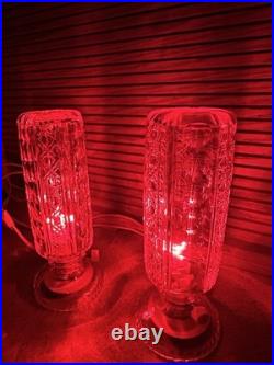 Vintage Art Deco Bullet Torpedo Skyscraper Glass Boudoir Table Lamps