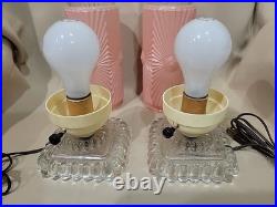 Vintage Art Deco Bullet Torpedo Skyscraper Glass Boudoir Table Lamps 12 Work