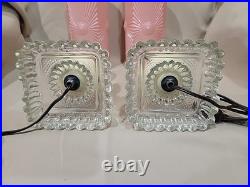 Vintage Art Deco Bullet Torpedo Skyscraper Glass Boudoir Table Lamps 12 Work