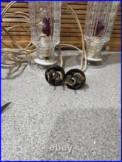 Vintage Art Deco Bullet Torpedo Skyscraper Glass Boudoir Table Lamps