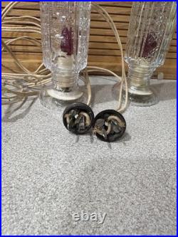 Vintage Art Deco Bullet Torpedo Skyscraper Glass Boudoir Table Lamps