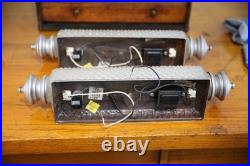 Vintage Art Deco Bullet Torpedo Skyscraper Glass Wall Sconce Lamps Antique Set
