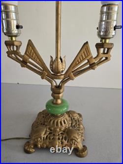 Vintage Art Deco Candlelabra Table Lamp Works Marked 25 On Base EUC
