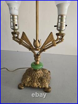 Vintage Art Deco Candlelabra Table Lamp Works Marked 25 On Base EUC