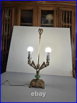 Vintage Art Deco Candlelabra Table Lamp Works Marked 25 On Base EUC
