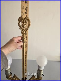 Vintage Art Deco Candlelabra Table Lamp Works Marked 25 On Base EUC