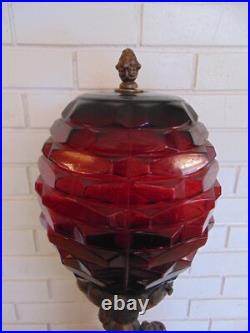 Vintage Art Deco Cherub Nude Ladies Electric Table Lamp Red Shade