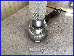 Vintage Art Deco Clear Glass Bullet Torpedo Skyscraper Lamp with lady used