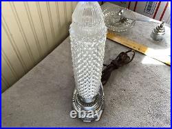 Vintage Art Deco Clear Glass Bullet Torpedo Skyscraper Lamp with lady used