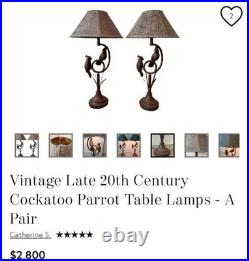 Vintage Art Deco Cockatoo Lamp, likely from the mid-20th century