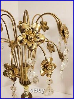 Vintage Art Deco Crystal Waterfall Table Lamps, Hollywood Regency Boudoir Lamps