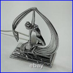 Vintage Art Deco Dancing Nude Naked Lady Table Desk Lamp Tested Working