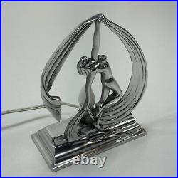 Vintage Art Deco Dancing Nude Naked Lady Table Desk Lamp Tested Working