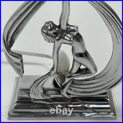 Vintage Art Deco Dancing Nude Naked Lady Table Desk Lamp Tested Working