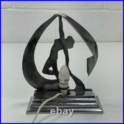 Vintage Art Deco Dancing Nude Naked Lady Table Desk Lamp Tested Working