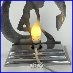 Vintage Art Deco Dancing Nude Naked Lady Table Desk Lamp Tested Working