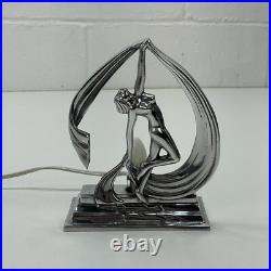 Vintage Art Deco Dancing Nude Naked Lady Table Desk Lamp Tested Working