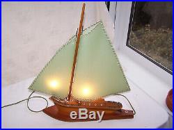 Vintage Art Deco Desk Lamp Wooden Sailing Boat Ship Yacht Table Light V Good