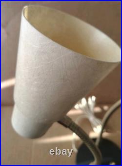 Vintage Art Deco Double Gooseneck Table Desk Wall Lamp Fiberglass Shades MCM