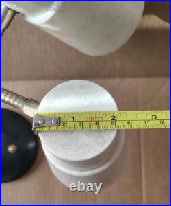 Vintage Art Deco Double Gooseneck Table Desk Wall Lamp Fiberglass Shades MCM