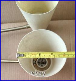 Vintage Art Deco Double Gooseneck Table Desk Wall Lamp Fiberglass Shades MCM