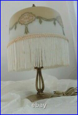 Vintage Art Deco Drape Boudoir Lamp Fringe Cast Iron