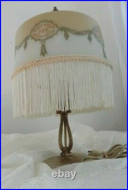 Vintage Art Deco Drape Boudoir Lamp Fringe Cast Iron French Farmhouse