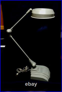 Vintage Art Deco FLEXO Art Specialty Co Magnifying Desk Drafting Table Lamp Gray