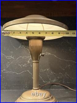 Vintage Art Deco Flying Saucer Desk, Lamp Military Style Gold Metal Tilt Lamp