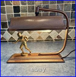Vintage Art Deco Football Player Desk Table Accent Lamp Light Antique 1900s Vtg