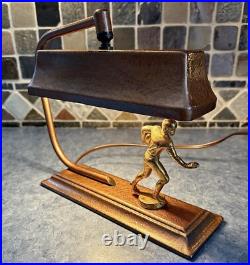 Vintage Art Deco Football Player Desk Table Accent Lamp Light Antique 1900s Vtg