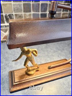 Vintage Art Deco Football Player Desk Table Accent Lamp Light Antique 1900s Vtg