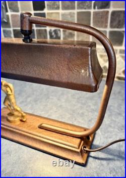 Vintage Art Deco Football Player Desk Table Accent Lamp Light Antique 1900s Vtg