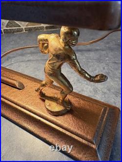 Vintage Art Deco Football Player Desk Table Accent Lamp Light Antique 1900s Vtg