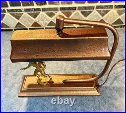 Vintage Art Deco Football Player Desk Table Accent Lamp Light Antique 1900s Vtg