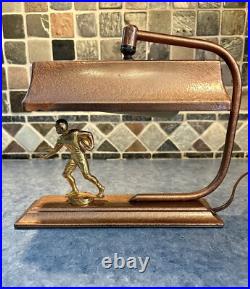 Vintage Art Deco Football Player Desk Table Accent Lamp Light Antique 1900s Vtg