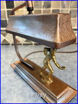 Vintage Art Deco Football Player Desk Table Accent Lamp Light Antique 1900s Vtg