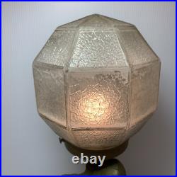 Vintage Art Deco Glass Dome & Metal, Woman at Spinning Wheel Table Lamp, WORKS