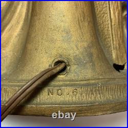 Vintage Art Deco Glass Dome & Metal, Woman at Spinning Wheel Table Lamp, WORKS