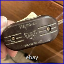 Vintage Art Deco Glass Dome & Metal, Woman at Spinning Wheel Table Lamp, WORKS