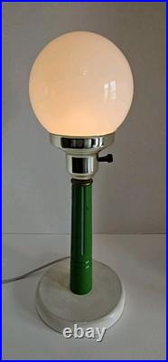 Vintage Art Deco Glass Globe Table Lamp Light Wood Base Works 16