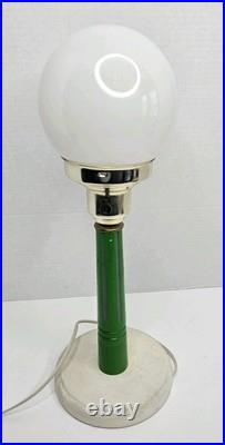 Vintage Art Deco Glass Globe Table Lamp Light Wood Base Works 16