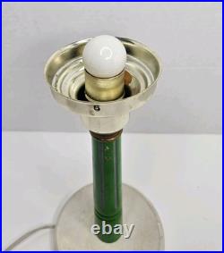 Vintage Art Deco Glass Globe Table Lamp Light Wood Base Works 16