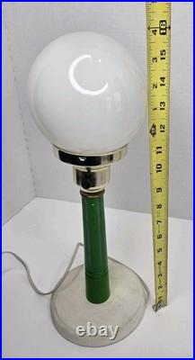 Vintage Art Deco Glass Globe Table Lamp Light Wood Base Works 16