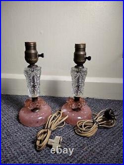 Vintage Art Deco Glass Table Lamp Set Of Two