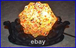 Vintage Art Deco Gondolas Spatter Glass Starburst Globe Table Lamp Working (s)
