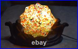 Vintage Art Deco Gondolas Spatter Glass Starburst Globe Table Lamp Working (s)